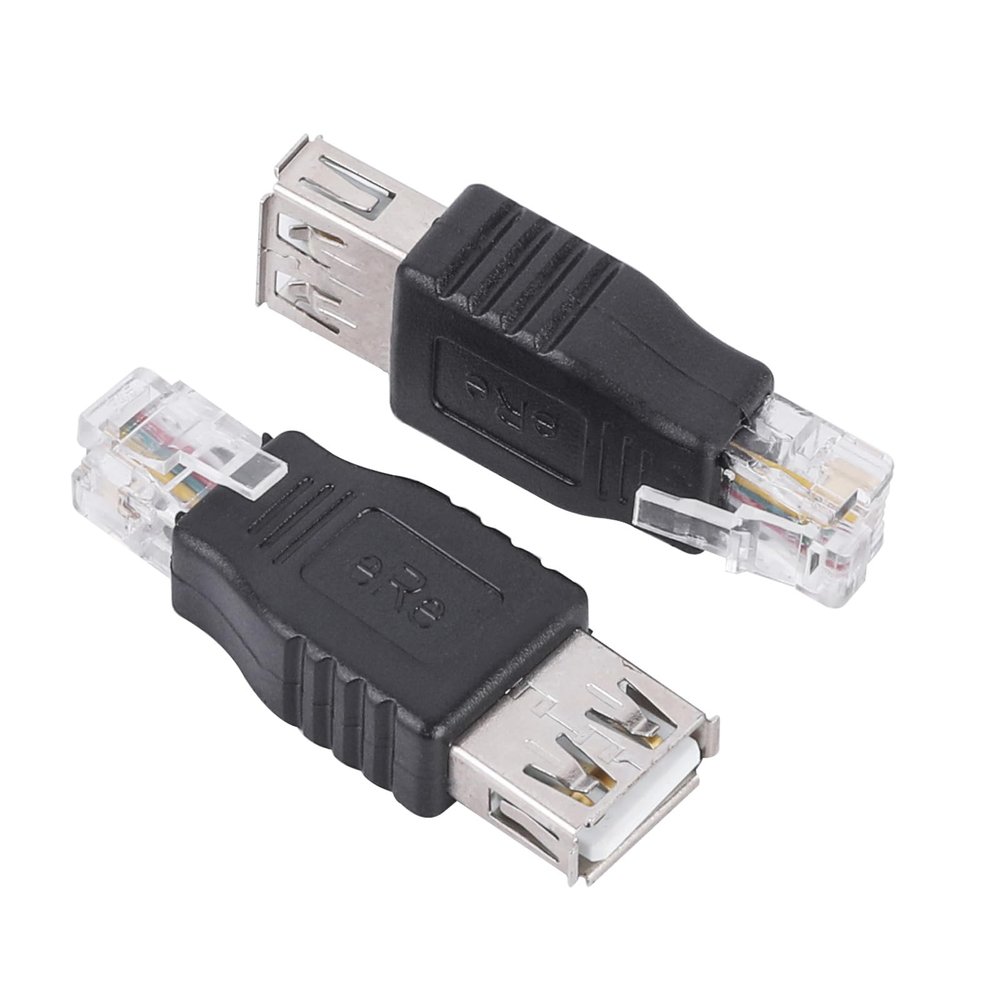 BMMOREN RJ11 Male to USB Female Telephone Connector, 2 Pack Plug to USB A Telephone Line Adapter for Communication Fax Machine (RJ11 6P4C)