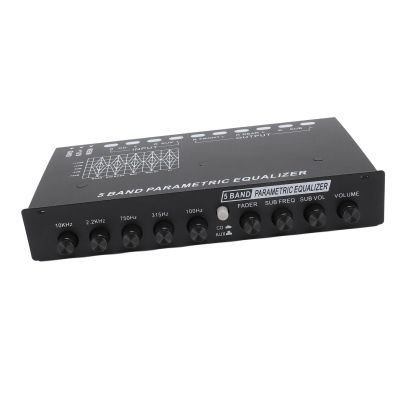 5 Bands EQ, Stereo Control CD AUX Input Select Switch 5 Band Car Sound Equalizer Adjustable Front Rear Sub Output for Motorcycle for RTV