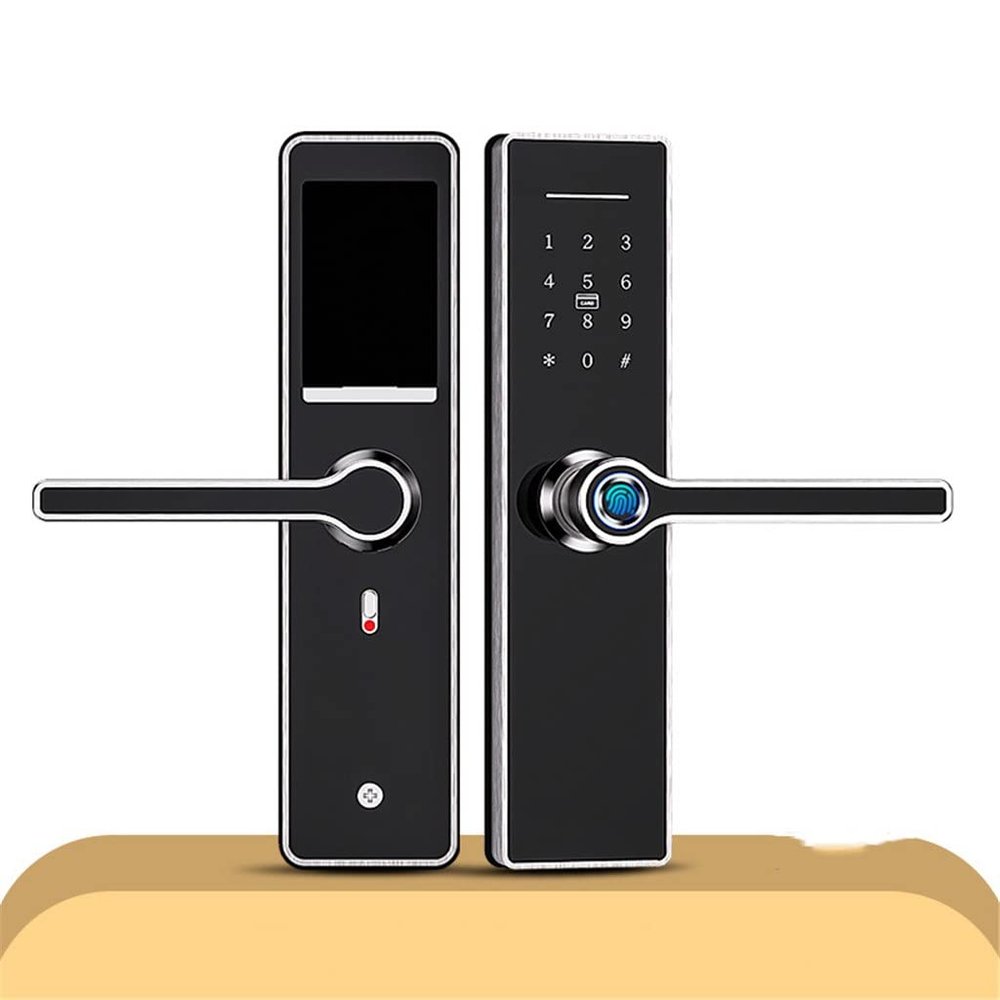 DUYHBAWRS-007 Smart Door Lock Biometric Fingerprint Lock Password Electronic Lock Key Card Unlock Tuya APP High Security Stainless Steel Lock(5050-160)