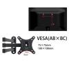 TV Monitor Wall Mount for 14" to 27" TVs and Flat Panels, LED LCD up to 18 Lbs, VESA 75x75mm to 100x100mm, Black view 3