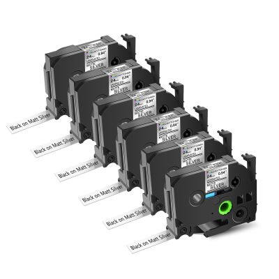 KCMYTONER 6 Pack Compatible for Ptouch TZe-M951 TZ-M951 TZe TZ Tape 24mm 0.94 Inch Black on Matte Silver Label Maker Tape for PT-D600 PT-D600VP PT-E500 PT-E500VP PT-E550W PT-E550WVP