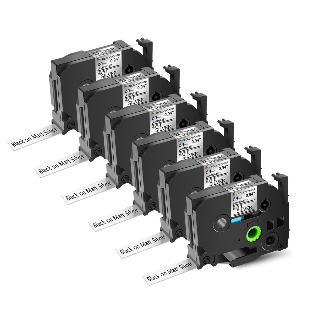 KCMYTONER 6 Pack Compatible for Ptouch TZe-M951 TZ-M951 TZe TZ Tape 24mm 0.94 Inch Black on Matte Silver Label Maker Tape for PT-D600 PT-D600VP PT-E500 PT-E500VP PT-E550W PT-E550WVP