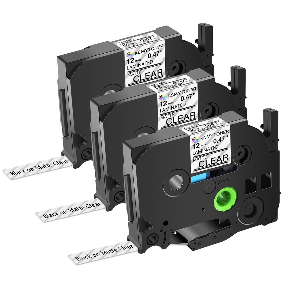 KCMYTONER 3 Pack Compatible for Brother P-Touch TZe-M31 TZ-M31 TZe TZ Tape 12mm 0.47 Inch Black on Matte Clear Label Maker Tape for PT-2730 PT-1290 PT-1090 PT-1880C PT-1880CT PT-1880SC PT-1880W