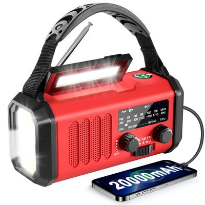 Emergency Radio NOAA Weather Radio Hand Crank & Solar Charging 20000mAh