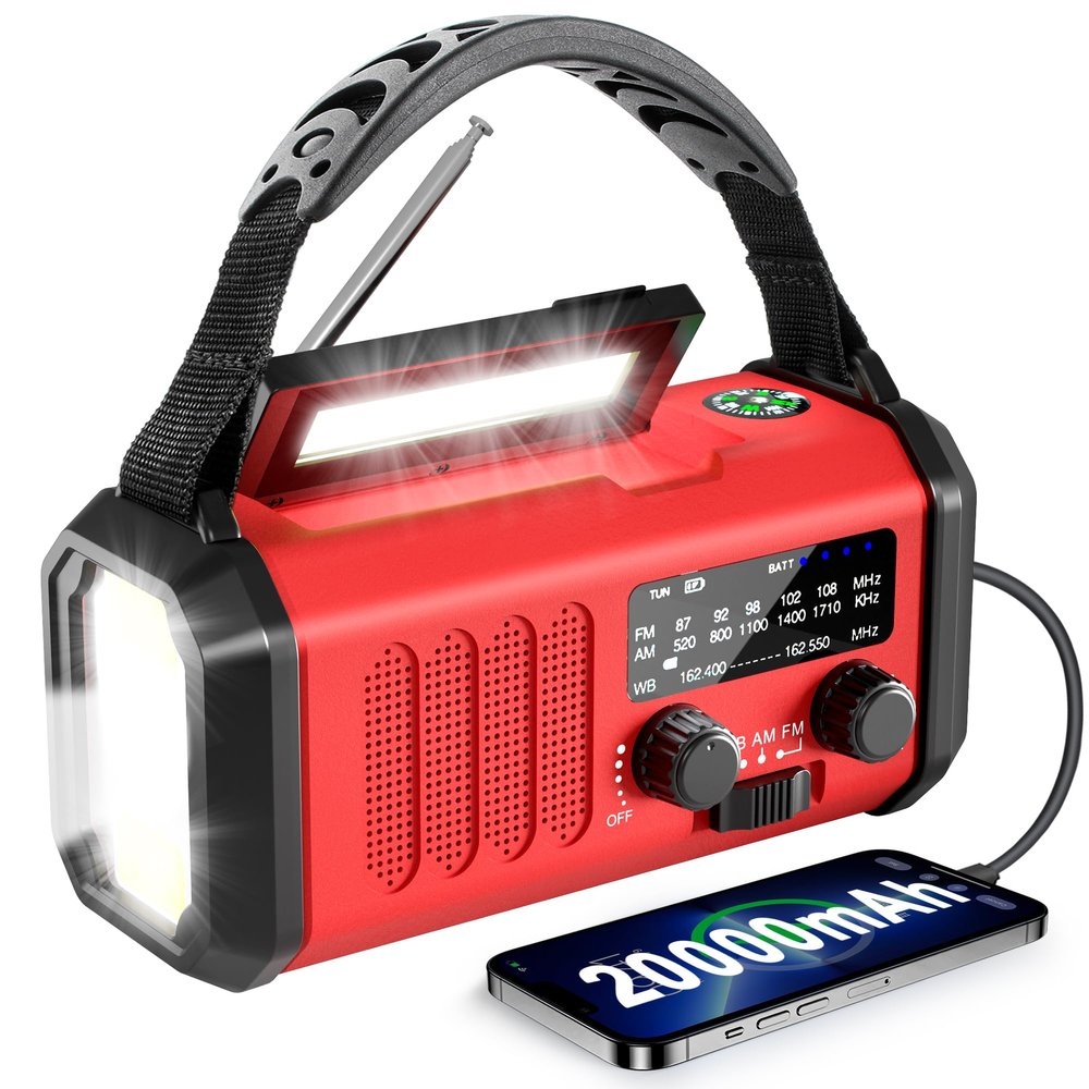 Emergency Radio NOAA Weather Radio Hand Crank & Solar Charging 20000mAh