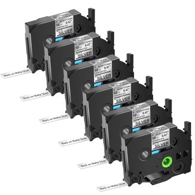 KCMYTONER 6 Pack Compatible for Ptouch TZe-M931 TZ-M931 TZe TZ Tape 12mm 0.47 Inch Black on Matte Silver Label Maker Tape for PT-1010S PT-1090BK PT-1100 PT-1120 PT-1130 PT-1160 PT-1170
