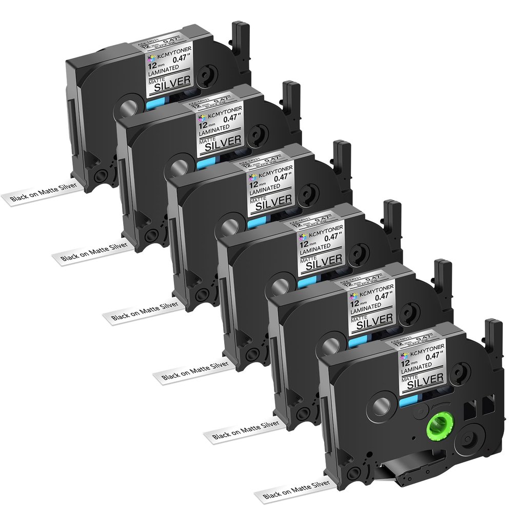 KCMYTONER 6 Pack Compatible for Ptouch TZe-M931 TZ-M931 TZe TZ Tape 12mm 0.47 Inch Black on Matte Silver Label Maker Tape for PT-1010S PT-1090BK PT-1100 PT-1120 PT-1130 PT-1160 PT-1170