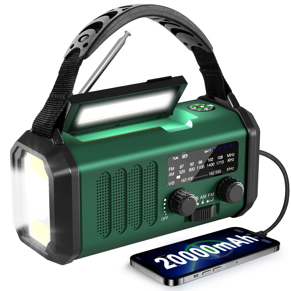 NOAA Weather Radio 20000mAh Emergency Hand Crank Solar Radio AM/FM