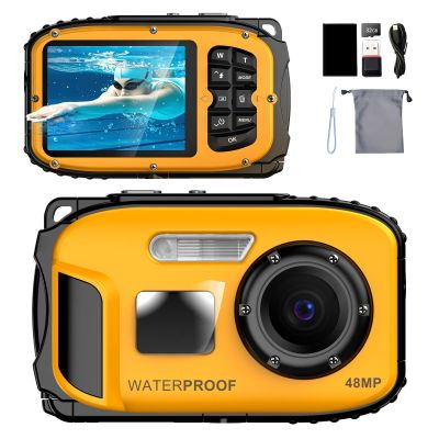 Underwater Floating Digital Camera  48MP HD Bare-Body Waterproof Camera, No Case Needed for Underwater Fun & Childhood Memories (Yellow)