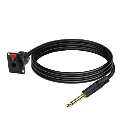 6.35mm 1/4" Female Panel Mount Socket to 6.35mm 1/4 Inch TS/TRS Male Jack Pass Through Connector Audio Extension Shiel~ded Cord(Female to TRS-BK,8M)