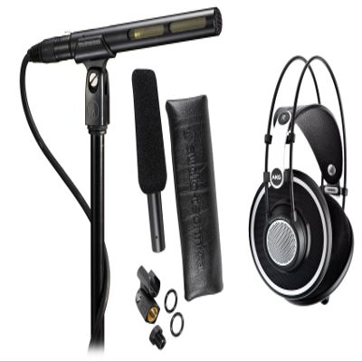 Audiosavings Bundle: K702 Professional Over-Ear Studio Headphones Bundle with AT875R Short Shotgun Condenser Microphone for Video & Broadcast (2 Items)