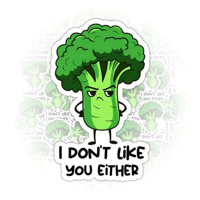 3Pcs Broccoli I Don't Like You Either Sticker Gifts Funny Broccoli Vegetable Waterproof Stickers Vegetarian I Don't Like You Either Vinyl Decal for Laptop Water Bottle Toolbox Phone Case Cars 3"