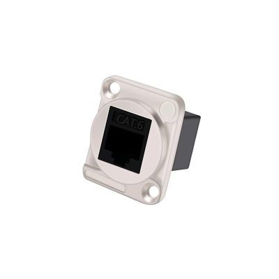 4pcs RJ45 Female Socket Connector CAT.6 D Type 8P8C Metal Shell Copper Pins Panel Mount Chassis Network Connector(A1023-Silver)