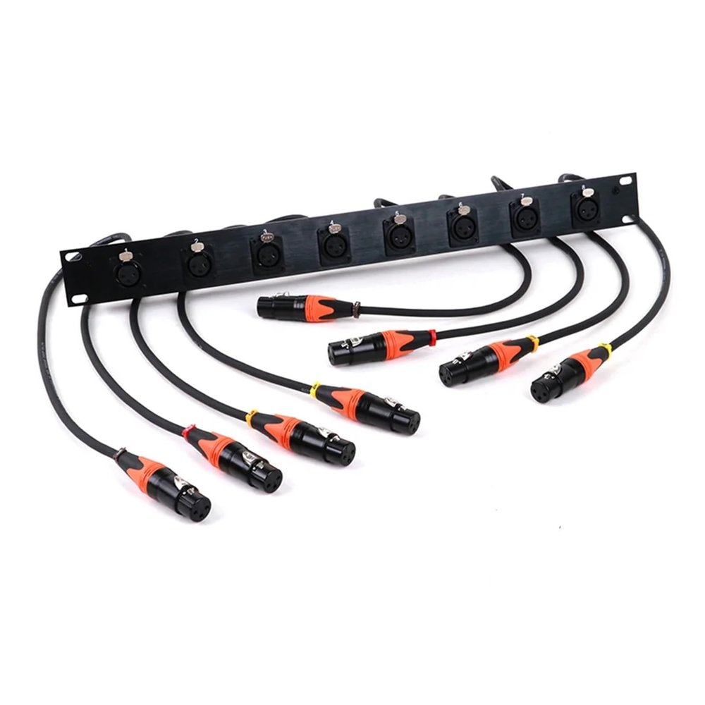 Customized 8-Way 1U Cabinet XLR Audio Jumper Rack,3Pin XLR Female Panel Socket to Female XLR Pass Thru Converter Cable Adaptor(F to F Orange,2.5M)