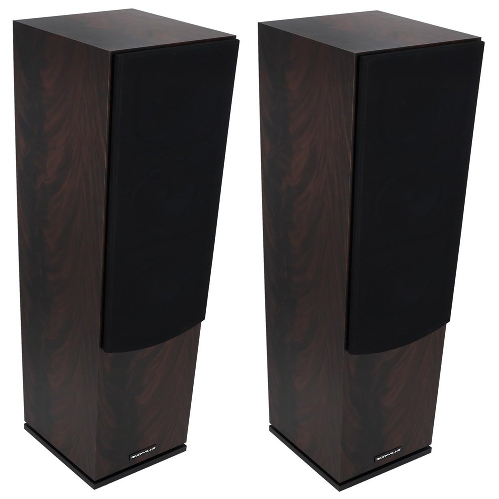 Rockville Pair Lux 658 Dark Wood Dual 6.5" Home Theater Stereo Tower Speakers, 160W RMS, 640W Peak, 8 Ohm, Silk Tweeter, MDF Audio Cabinet, 22Hz-20kHz, USA-Engineered, Vietnam-Made (2 Items)