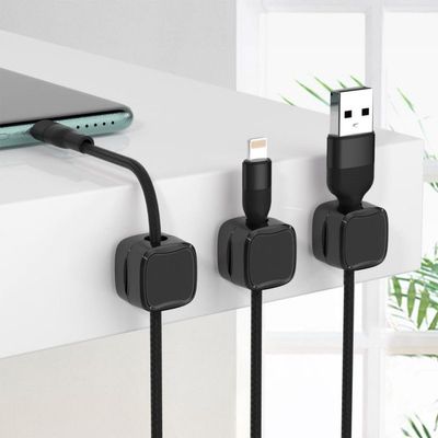 Magnetic Cable Organizer, Under Desk Wire Management Clips, Adjustable Cord Holder, Black