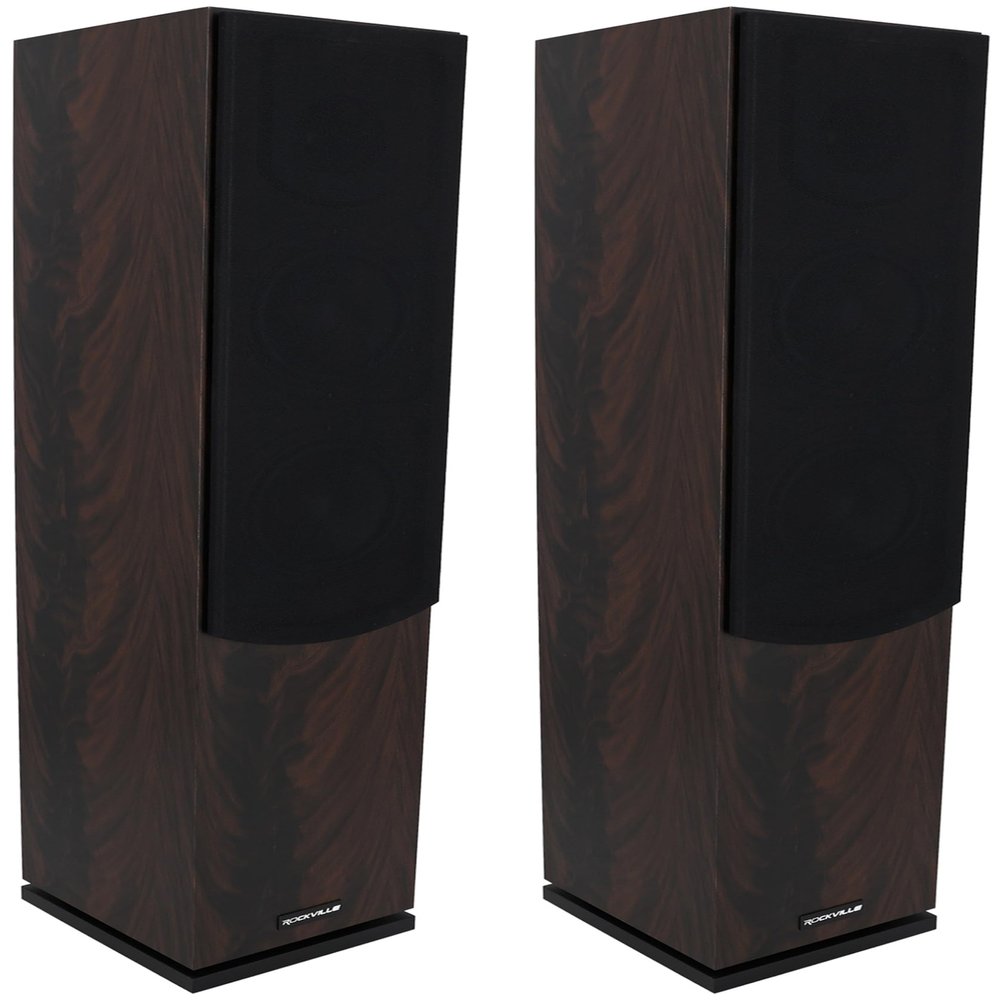 Rockville Pair Lux 654 Dark Woord Dual 6.5" Home Theater Stereo Tower Speakers, 160W RMS, 640W Peak, 8 Ohm, Silk Tweeter, MDF Audio Cabinet, 22Hz-20kHz, USA-Engineered, Vietnam-Made (2 Items)