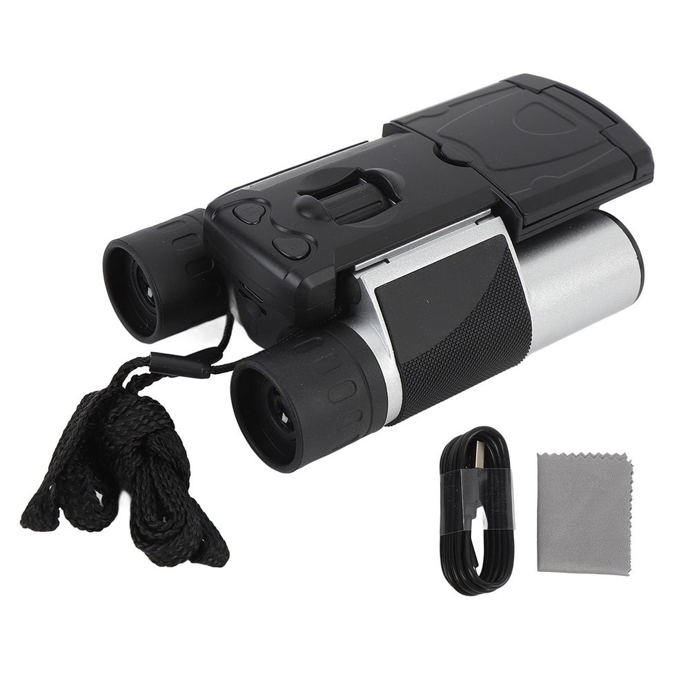 10x25 Binoculars, Digital Camera Binoculars with 48MP Photo 2.5K Video Recording, 2in Display, Built in Memory Card, 8X Magnification for Bird Watching, Football, Concerts (Silver)