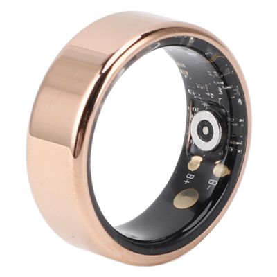 ASHATA R11 Smart Ring Fitness Tracker, Smart Ring with Motion Monitoring, Step Counter, Sleep Tracking Wearable, with Charging Cable, Gold (7) (8) (9)