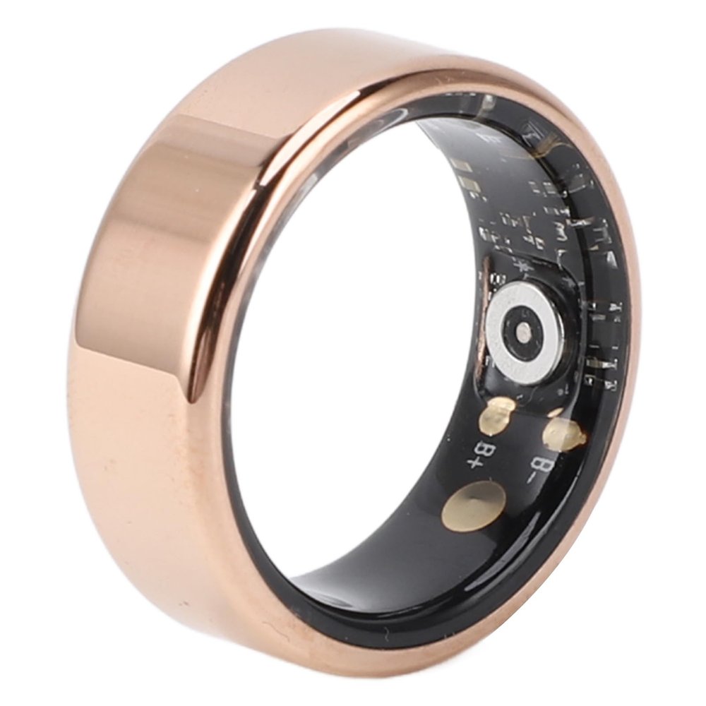 ASHATA R11 Smart Ring Fitness Tracker, Smart Ring with Motion Monitoring, Step Counter, Sleep Tracking Wearable, with Charging Cable, Gold (7) (8) (9)