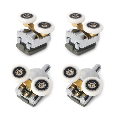 4Pieces Shower Door Runner Top and Bottom Shower Door Rollers Glass Door Wheel Home Bathroom Replacement Part