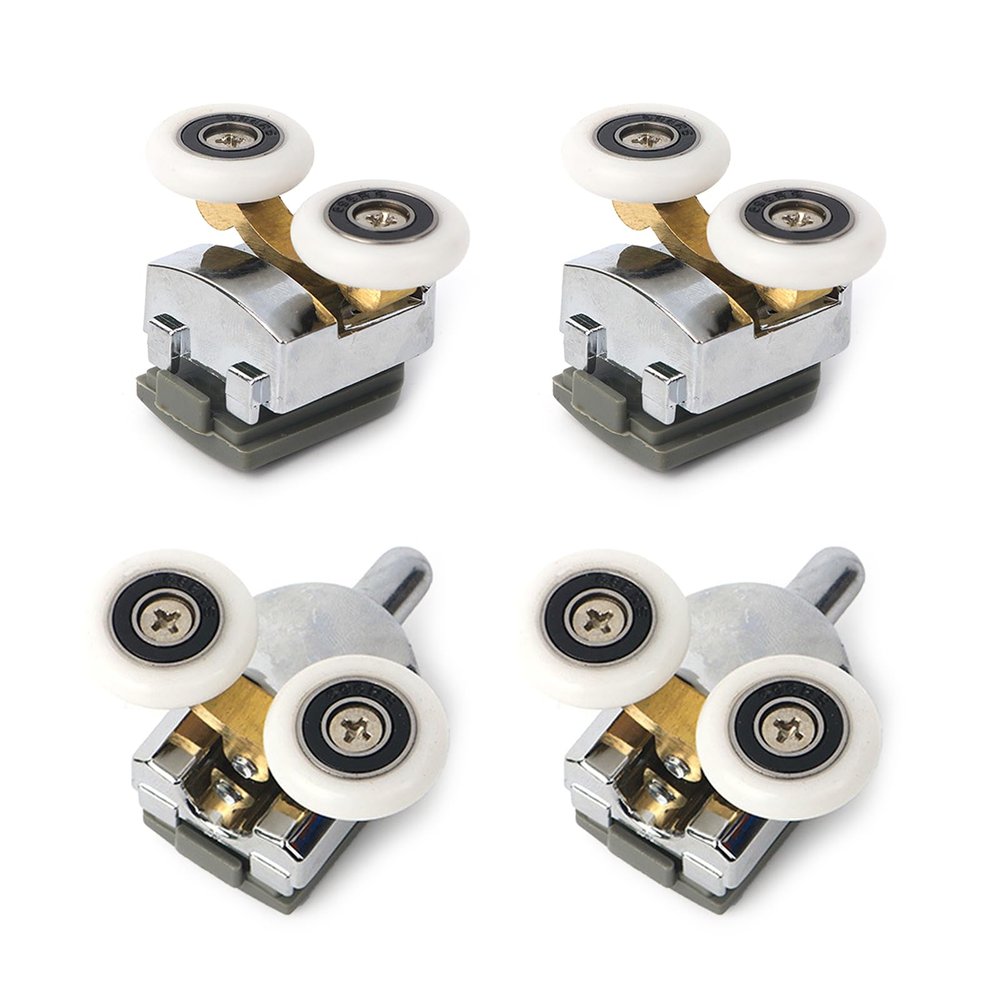 4Pieces Shower Door Runner Top and Bottom Shower Door Rollers Glass Door Wheel Home Bathroom Replacement Part