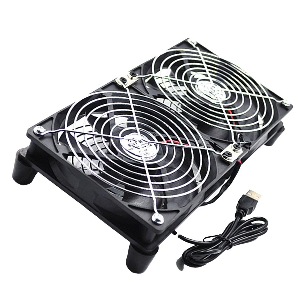 MOAIYU 120mm 5V Double USB Powered PC Router Fans with Speed Controller High Cooling Fan for Router Modem Receiver