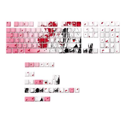 MOAIYU Side Engraving Backlit Keycaps 136 Key Full Set, Cartoon Girl Keycap for Mechancial Keyboard Enhances Night Typing