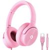 ADOOPE USB C Wired Over-Ear Headphones with Mic, Hi-Fi Stereo Sound, Noise-Isolating Ear Cups, Comfortable Fit for iPhone15/16, Samsung Galaxy S24/S23, Type-C Phones & Tablets (Pink) view 1