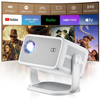 [ 800 ANSI Lumens ] 4k Projector 1080P Native, Electric Focus/Auto Keystone, Smart Projector with Built-in Apps, WiFi and Bluetooth Projector for Home/Outdoor Movies (2026 Upgrade, L018-Grey)