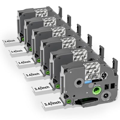 Colorty 18mm Black on Clear Tape TZe-141 18 mm 0.7 Laminated Clear Replace for Brother P-Touch Label Tape TZ TZe141 for Ptouch PT-D400 D410 D600 1750 1830 1880 Label Maker Refills 3/4 Inch, 6 Pack