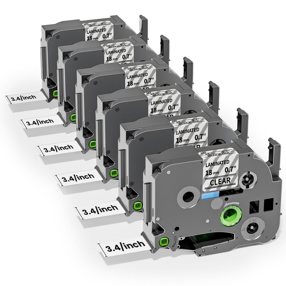 Colorty 18mm Black on Clear Tape TZe-141 18 mm 0.7 Laminated Clear Replace for Brother P-Touch Label Tape TZ TZe141 for Ptouch PT-D400 D410 D600 1750 1830 1880 Label Maker Refills 3/4 Inch, 6 Pack