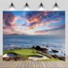 CHNYWORK 5ftx4ft Golf Courses Backdrop California Pebble Beach Resort Green Meadow Seaside Scenery Sunset Background Golf Theme Holiday Wedding Birthday Party Decor Photo Props Wallpaper view 1