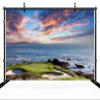 CHNYWORK 5ftx4ft Golf Courses Backdrop California Pebble Beach Resort Green Meadow Seaside Scenery Sunset Background Golf Theme Holiday Wedding Birthday Party Decor Photo Props Wallpaper view 3