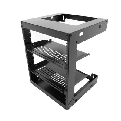 12U Wall Mount Open Frame 19 Inch Server Equipment Rack Wall Mountable Heavy Duty Design - Holds All Networking & AV Gear - Open Frame Includes 2 1U 12in Vented Shelves & Mounting screws(WALL RACK12U)
