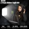 2Pack LED Video Light Kit, Hagibis 15W Photography Lighting Kit, 78" Dimmable Studio Lights with Tripod, 2500-8500K Stream Light for Video Recording, Game Streaming, Photography, Tiktok, YouTube view 2
