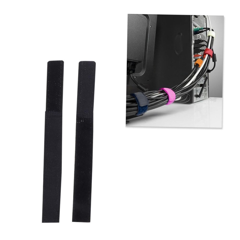 Angoily 10pcs Black Hook and Loop Cable Straps Reusable Fastening Ties for Organizing Cords Strong Adhesive for Electronics and Home Use
