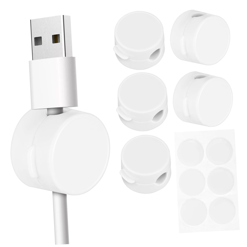 KALLORY 6pcs Effortless Desk Cable Management Magnetic Cable Holders for Cord Wrap Organization