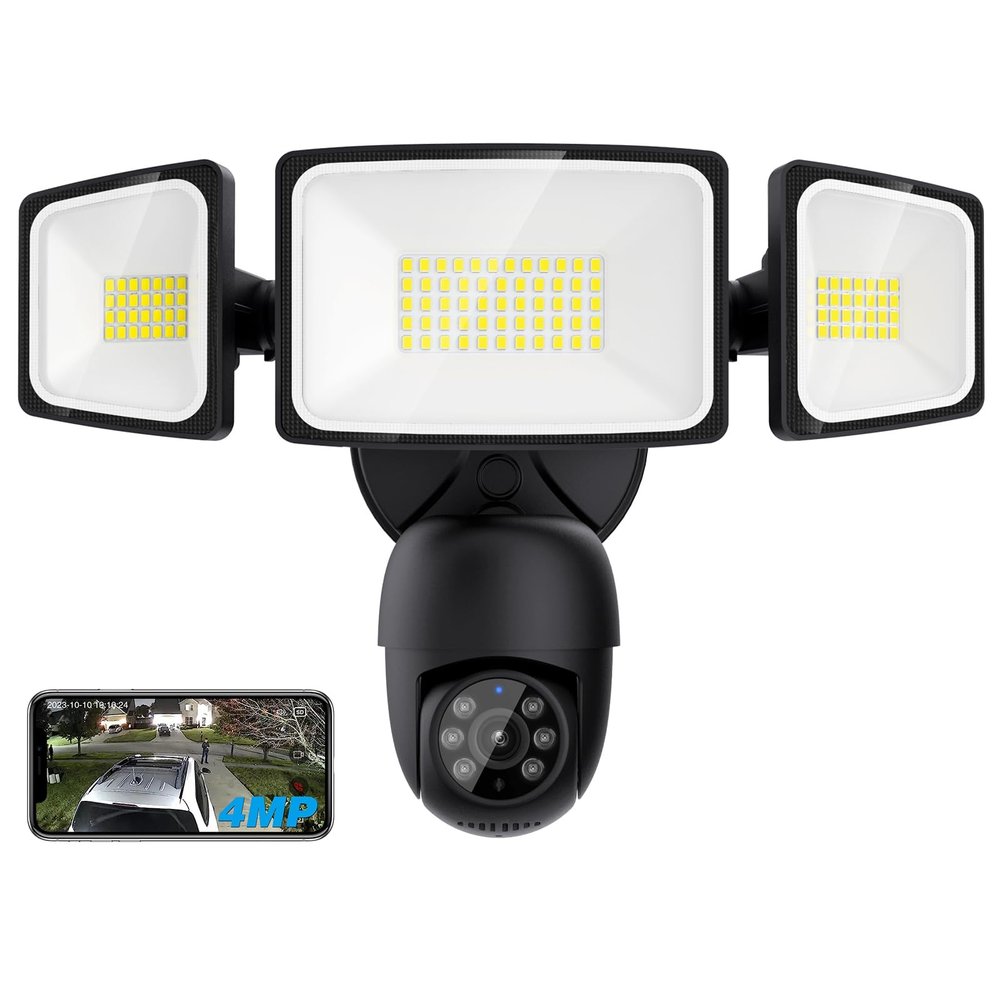 Onforu Floodlight Camera Outdoor, 2K Smart Home Security Camera Wired, 360 Surveillance Al Detection & Auto Tracking, 5500 Lumens Motion-Activated Flood Light Cam, Color Night Vision, 2-Way Audio