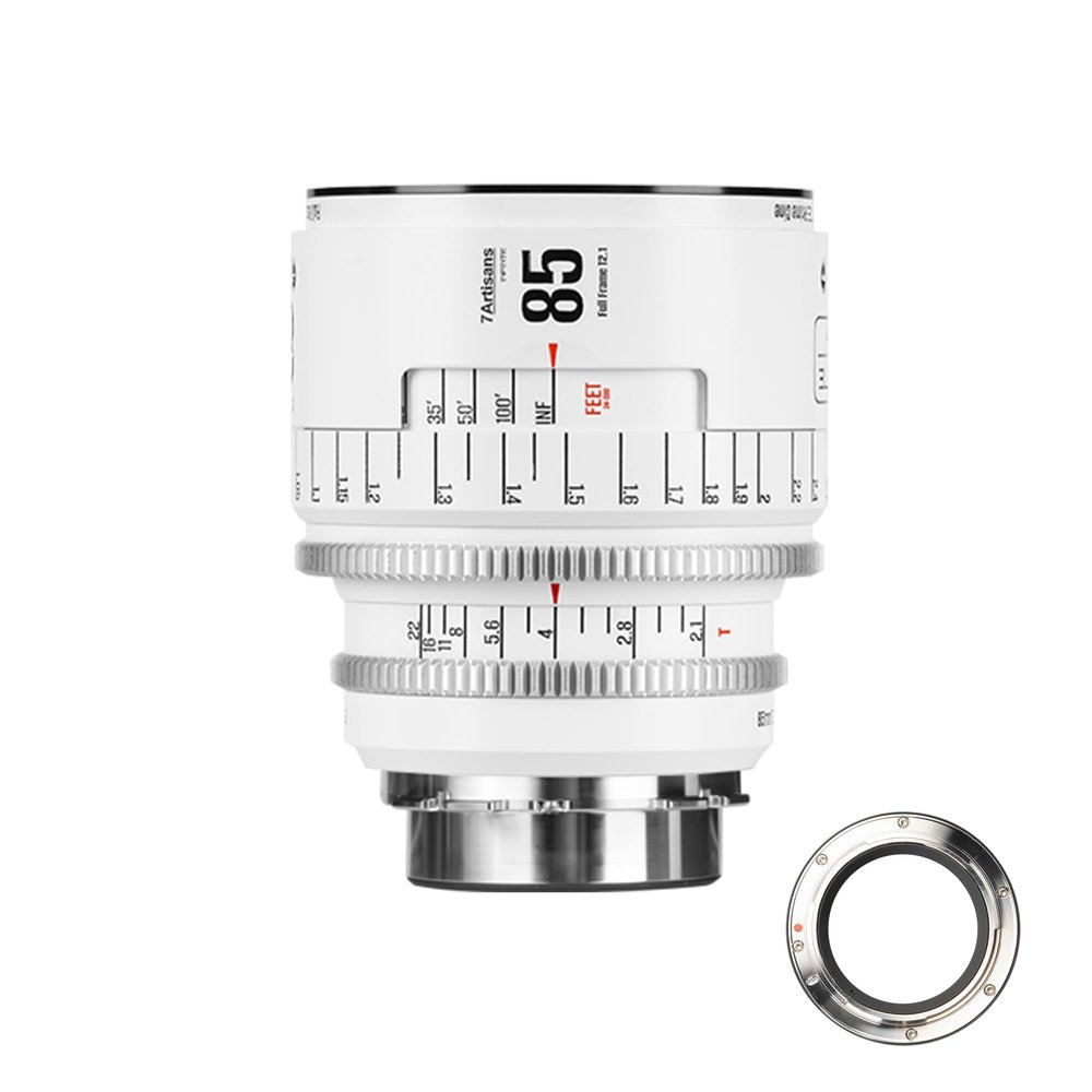 7artisans 85mm T2.1 Infinte Series Professional Full Frame Manual Cine Lens Compatible for PL Mount for Photography Filmmaking,White
