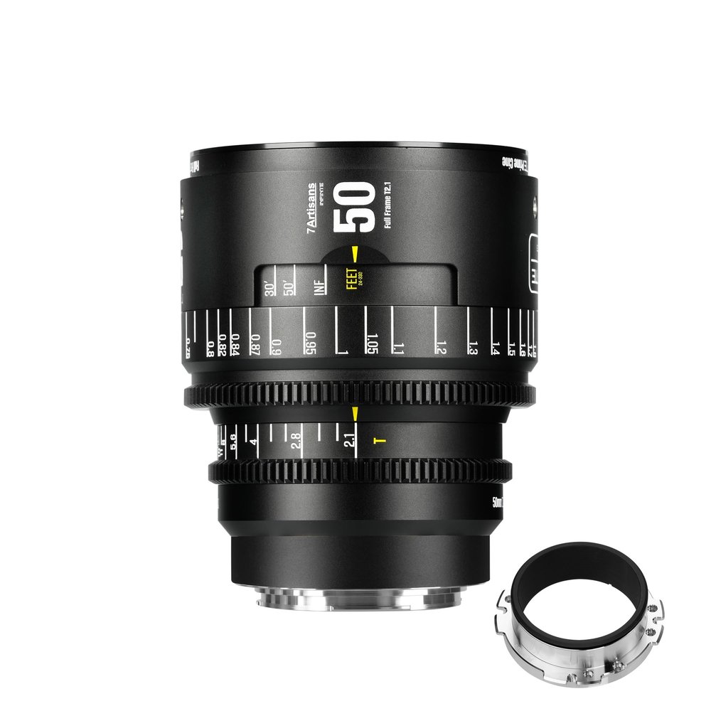 7artisans 50mm T2.1 Infinte Series Professional Full Frame Manual Cine Lens Compatible for EF Mount for Photography Filmmaking,Black