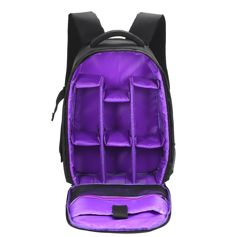 Camera Backpack with Dual Zipper Pulls, Adjustable Buckle, External Mesh Stylish Design, Color Lining, Compatible with Most DSLR Cameras for Travel Bag, Comfortable Soft