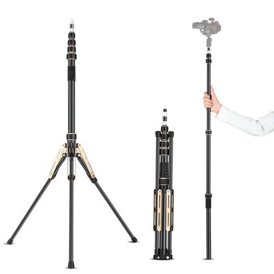 Carbon Fiber Portable Tripod Stand with 222cm Maximum Height, 3kg Load Capacity Portable Travel Tripod Stand for Outdoor Photography Strobe Softbox with Carrying Bag