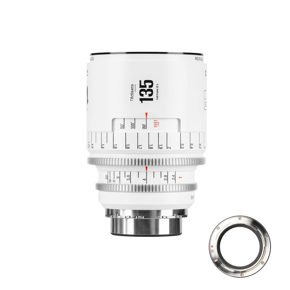 7artisans 135mm T2.4 Infinte Series Professional Full Frame Manual Cine Lens Compatible for PL Mount for Photography Filmmaking,White