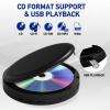 M-Amazup CD Player Portable, Rechargeable Portable CD Player with Dual Speakers and Anti Skip,CD,Dual Bluetooth,FM Transmission,USB,AUX,LCD Display,Backlit Button,Repeat,10 Speeds,Fabric Black view 3