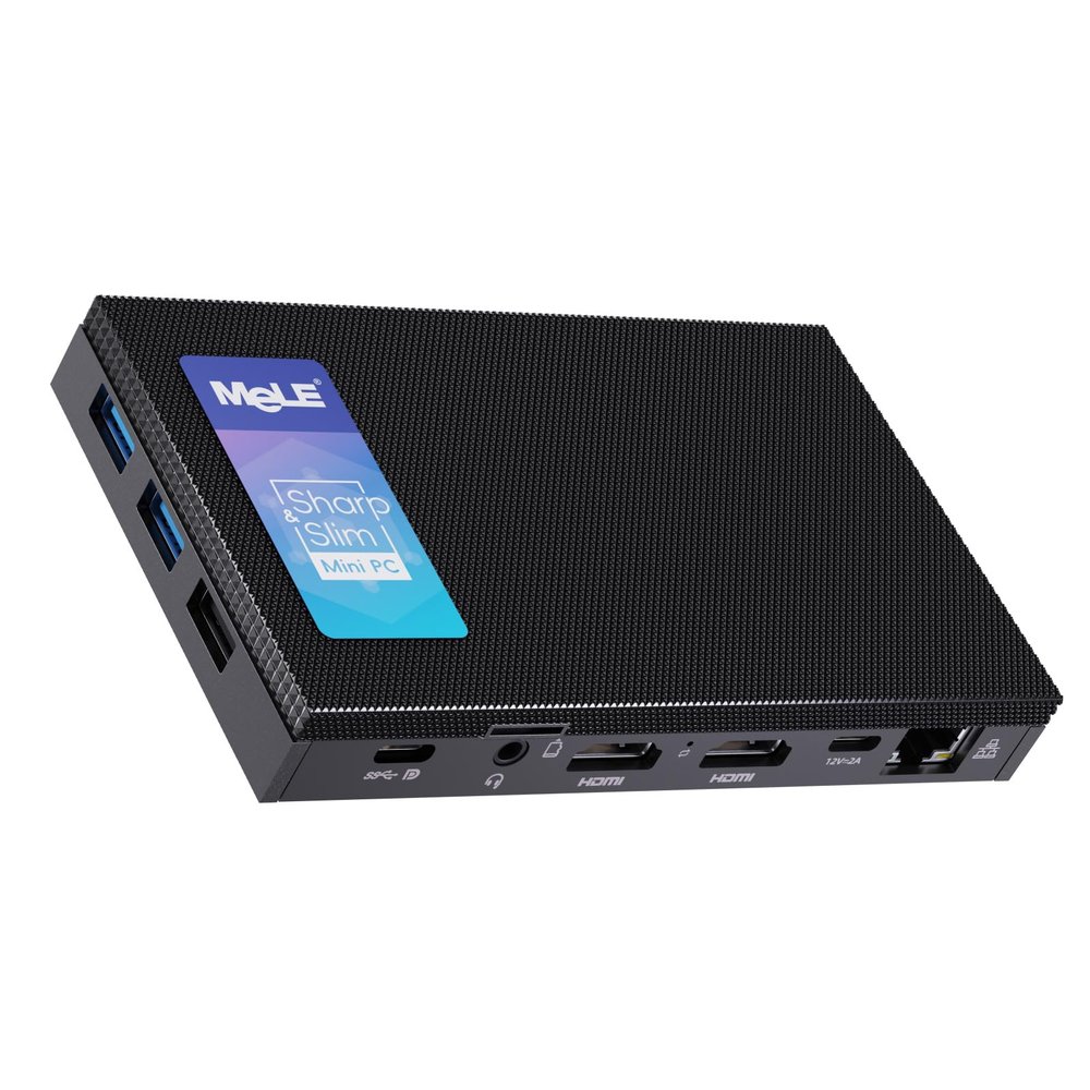 MeLE Fanless Mini PC with Win11 Pro, Quieter4C N150 DDR5 RAM 32GB 512GB SSD,Micro Desktop Computer,4K Triple Display via Dual HDMI & USB-C, WiFi/BT5.1, VESA Mount, Industrial & Business Use