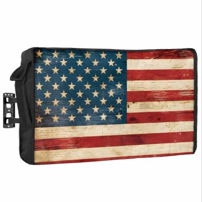 DecorLovee American Flag Outdoor TV Cover 60 to 65 Inches Weatherproof & Waterproof, Vintage Red Striped Blue Star USA Flag Outdoor TV Enclosure with Remote Control Pocket, TV Screen Protectors for TV