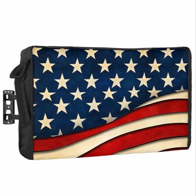 DecorLovee American Flag Outdoor TV Cover 30 to 32 Inches Weatherproof & Waterproof, Vintage US Flag Red Blue Outdoor TV Enclosure with Remote Control Pocket, TV Screen Protectors for Outside TV