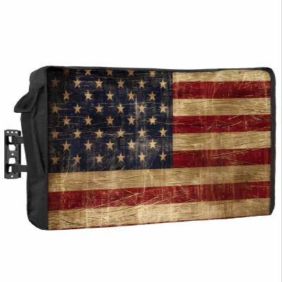 DecorLovee Vintage American Flag Outdoor TV Cover 60 to 65 Inches Weatherproof & Waterproof, Farmhouse Shabby Retro Red Blue Outdoor TV Enclosure with Remote Control Pocket, TV Screen Protectors