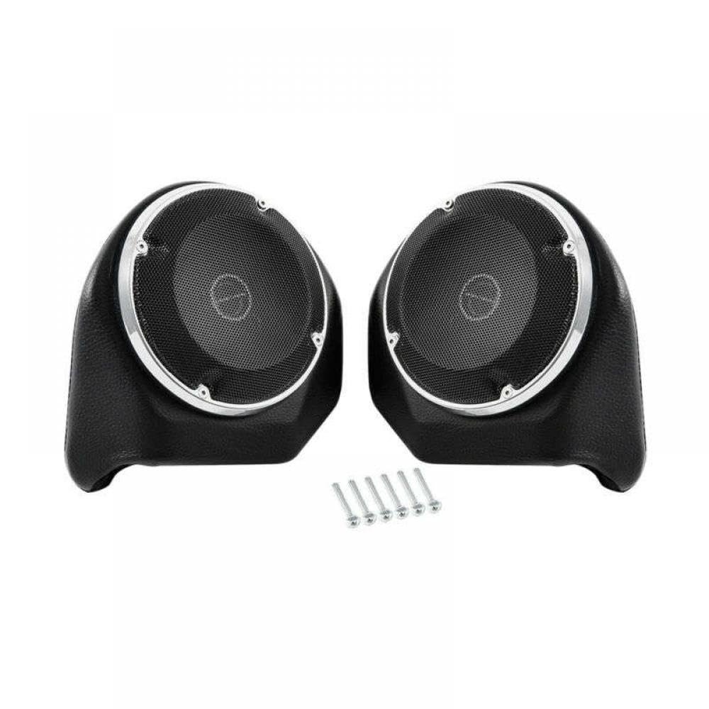 AXVEFHXB Motorcycle Trunk Speaker System with Backrest Compatible with Touring Models Compatible with Various 2014 to 2021 Motorcycles(Rings Chrome)